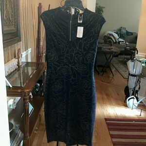 Gold & navy fitted dress